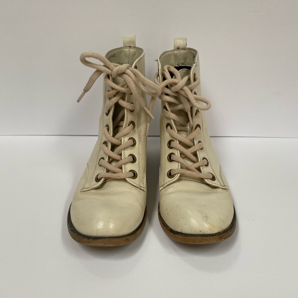 Leila Stone Off White Combat Boots